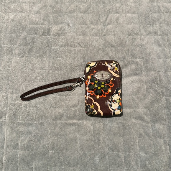 Fossil Key Per Pouch, Wristlet, Floral, Wallet, Brown, Zipper Closure, Boho - Picture 2 of 7